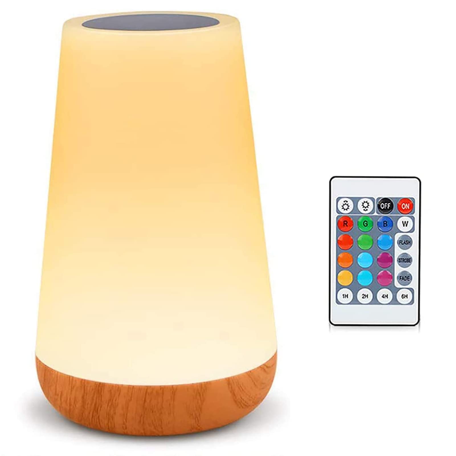 Lampka nocna LED, lampka na szafkę nocną, kolorowa lampka nocna dotykowa, pilot zdalnego sterowania, ładowalna z regulowaną jasnością, do sypialni