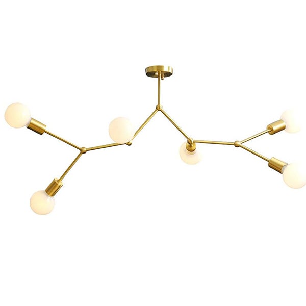 Nowoczesna lampa sufitowa z 6 gniazdami E27 - Żyrandol satelitarny do salonu - Modna lampa wisząca bez żarówek w zestawie - 1 szt.
