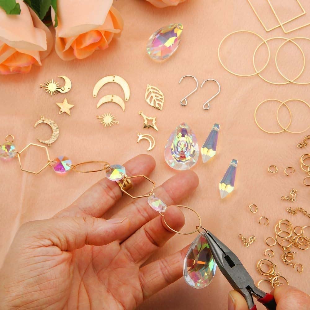 Kit DIY 400 pièces suncatchers pour adultes, matériel d’art créatif, cristaux et prismes suspendus, décoration intérieure lumineuse - 4