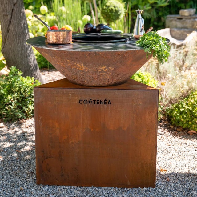 PACK Brasero Corten 100cm + Grille + Rebord