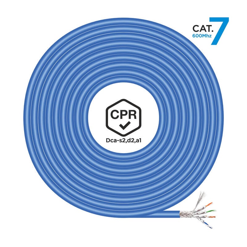 Bobina de cabo RJ45 SFTP AWG23 LSZH CPR Dca Aisens A146-0664 Cat.7/ 100m/ Azul
