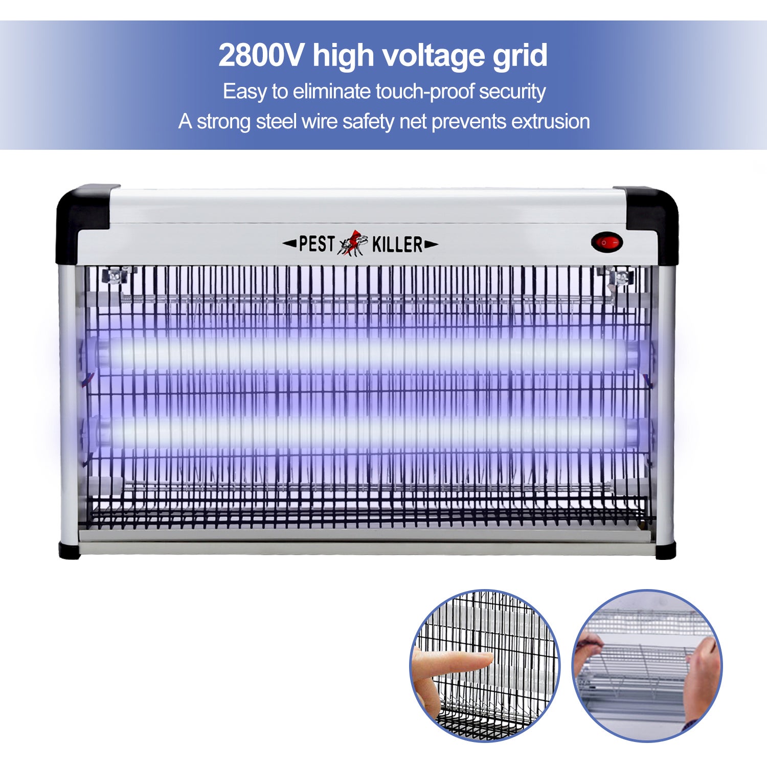 40W Lampada UV antizanzare anti-insetti elettrica ammazzamosche con catena di sospensione - 4