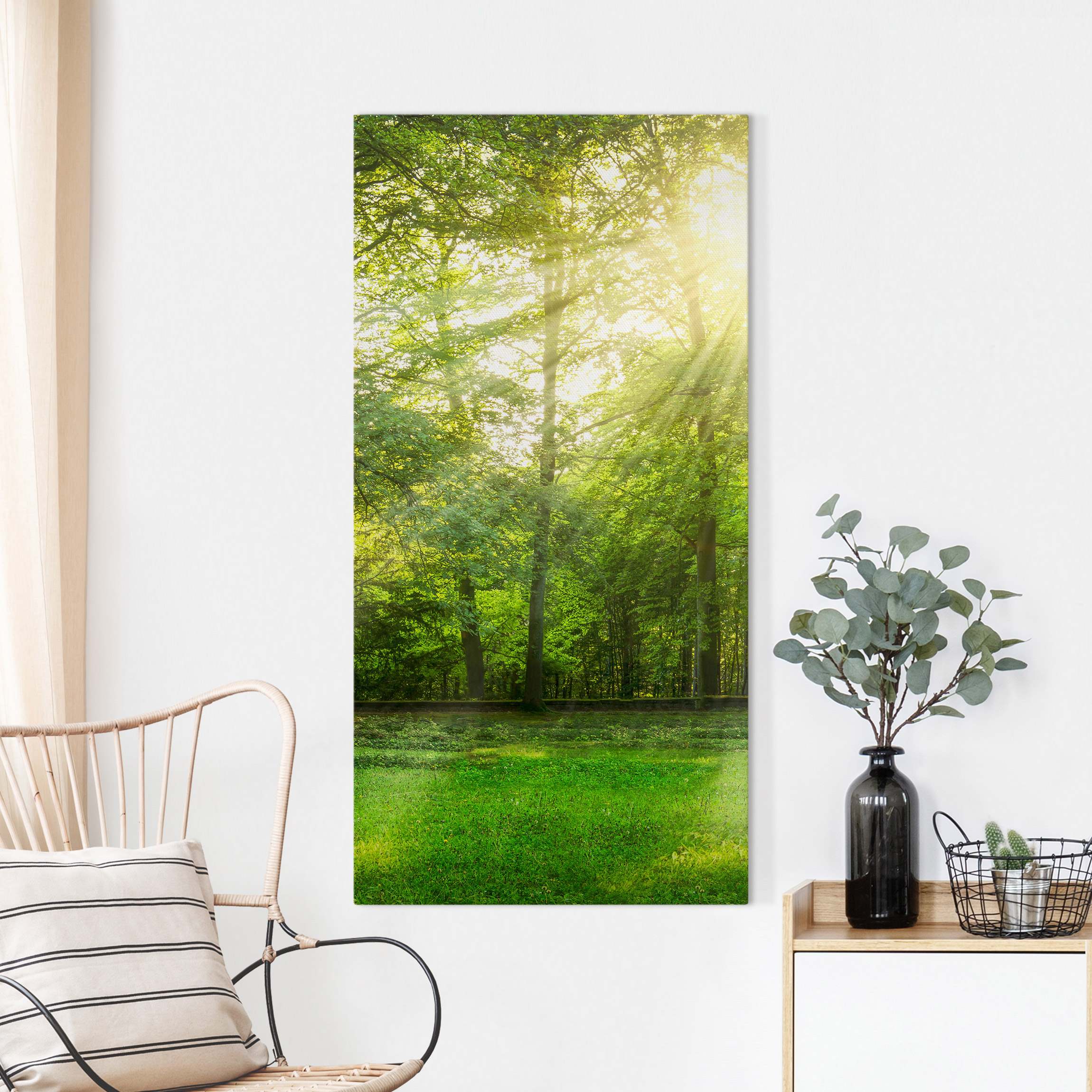 Lienzo cuadro en lienzo bastidor impresion en lienzo verde árboles panorama bosque fotografía 59 cocina dormitorio salón pasillo 30 x 60 cm