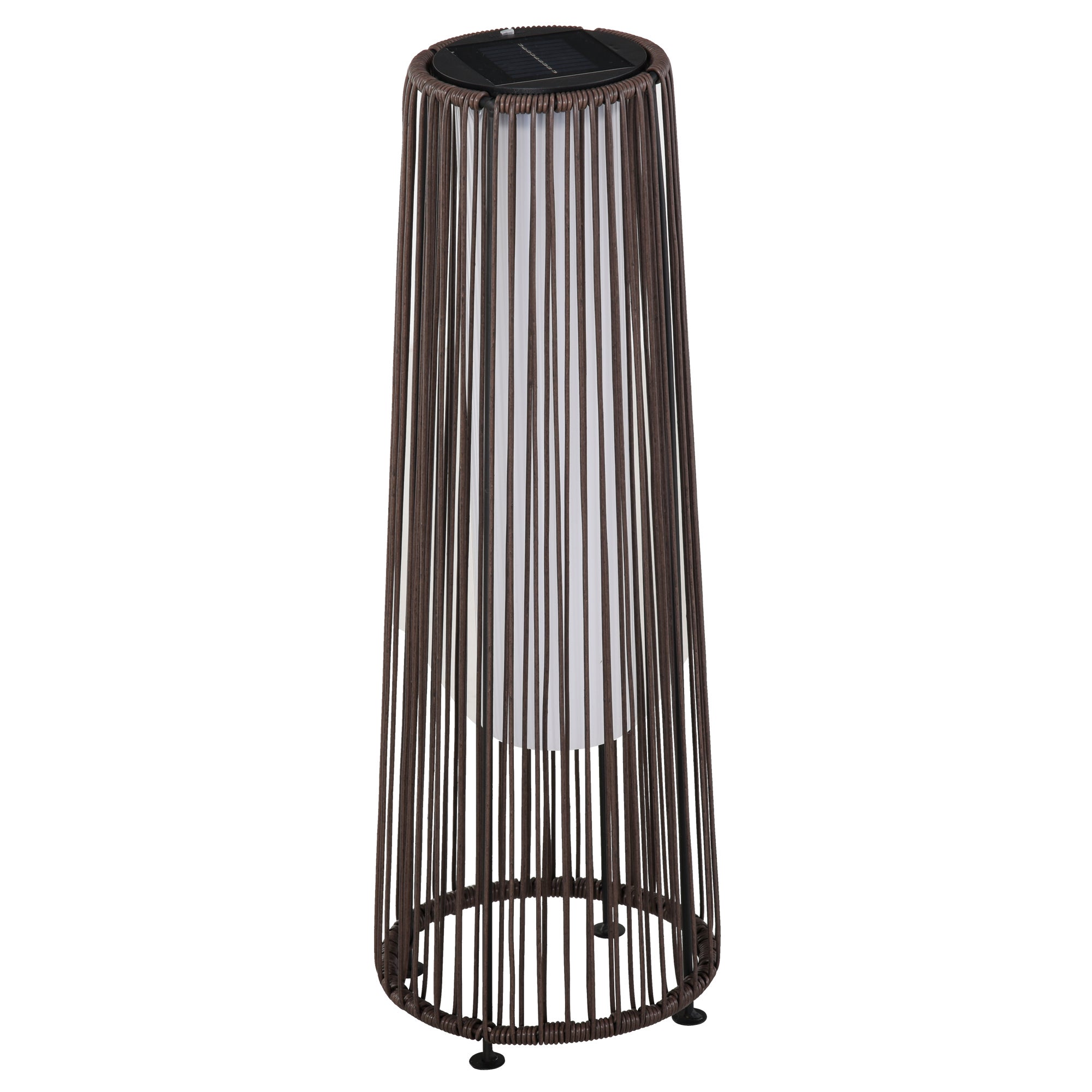 Lampa solarna, lampa ogrodowa, rattanowa lampa solarna, automatyczna LED, brązowa, 21,5 x 21,5 x 61 cm