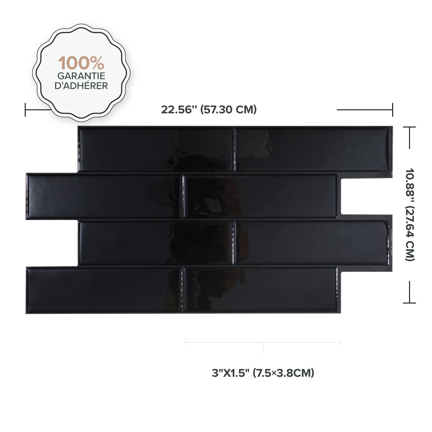 Azulejos Adhesivos x2, 57.3x27.64cm - Revestimiento de Pared Smart Tiles Oslo Nero Vinilos Murales de Baño y Cocina - 4