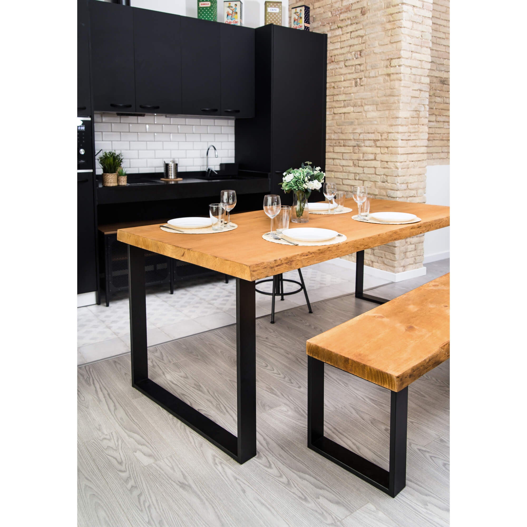Pied de table ou de bureau en acier noir, hauteur 71,2 cm - 6