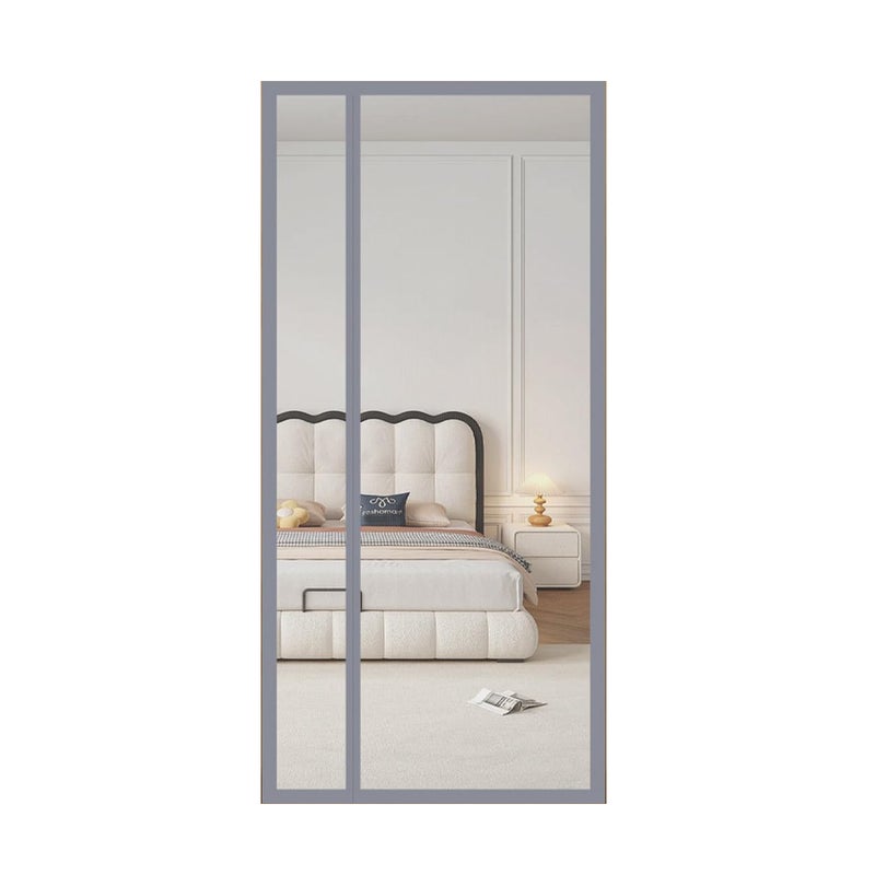 Drzwi ekranowe magnetyczne z bocznym otworem 100 x 210 cm (szare)