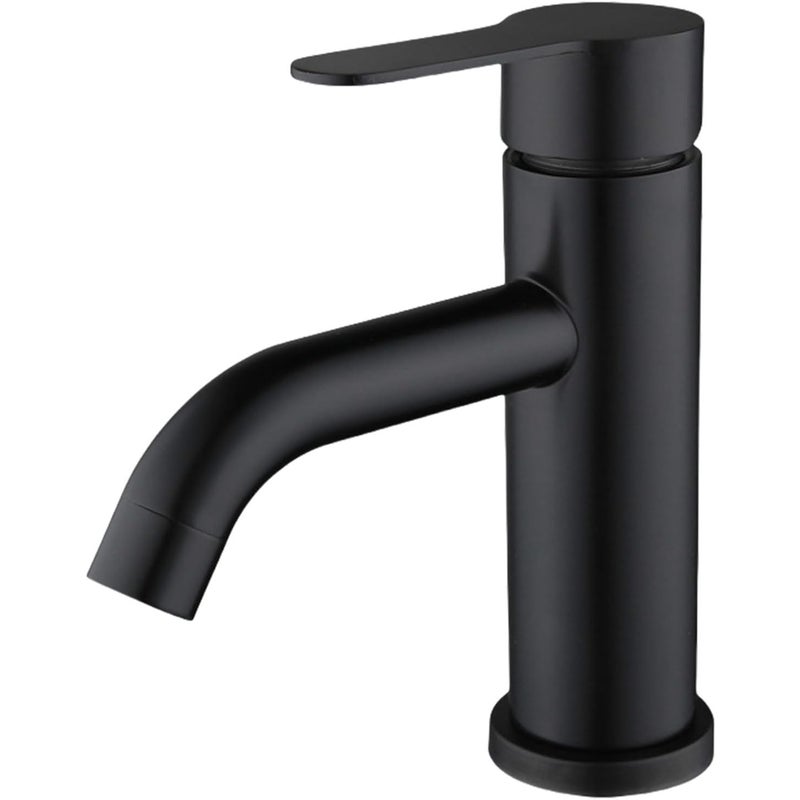 Jednouchwytowa bateria do wody ciepłej i zimnej, kolanko ze stali nierdzewnej w kolorze czarnym, pojedynczy otwór, z elastycznym wężem 60 cm