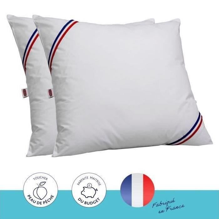 2 oreillers blanc 60 x 60 cm garnissage 100% polyester fibre creuse siliconée - Dodo - 5
