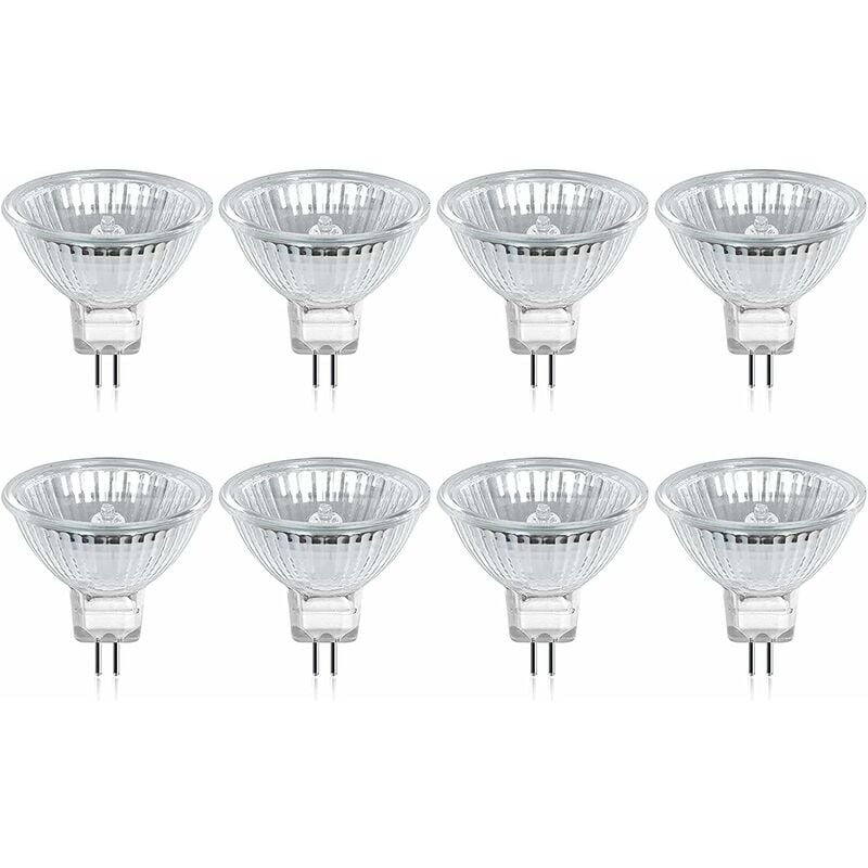 Lot De 6 Ampoules Halogènes MR16 35W 12V - Spot Blanc Chaud GU5.3 - Angle 38° - Durée 2000h