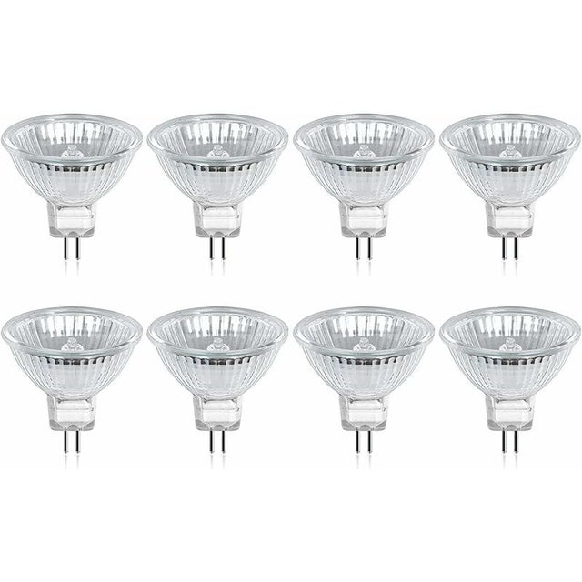 Ampoule halogène GU5.3 MR16 35 W 12 V blanc chaud 2800 K dimmable, verre de protection 400 lumens, remplacement spot 2 broches, 8 pièces