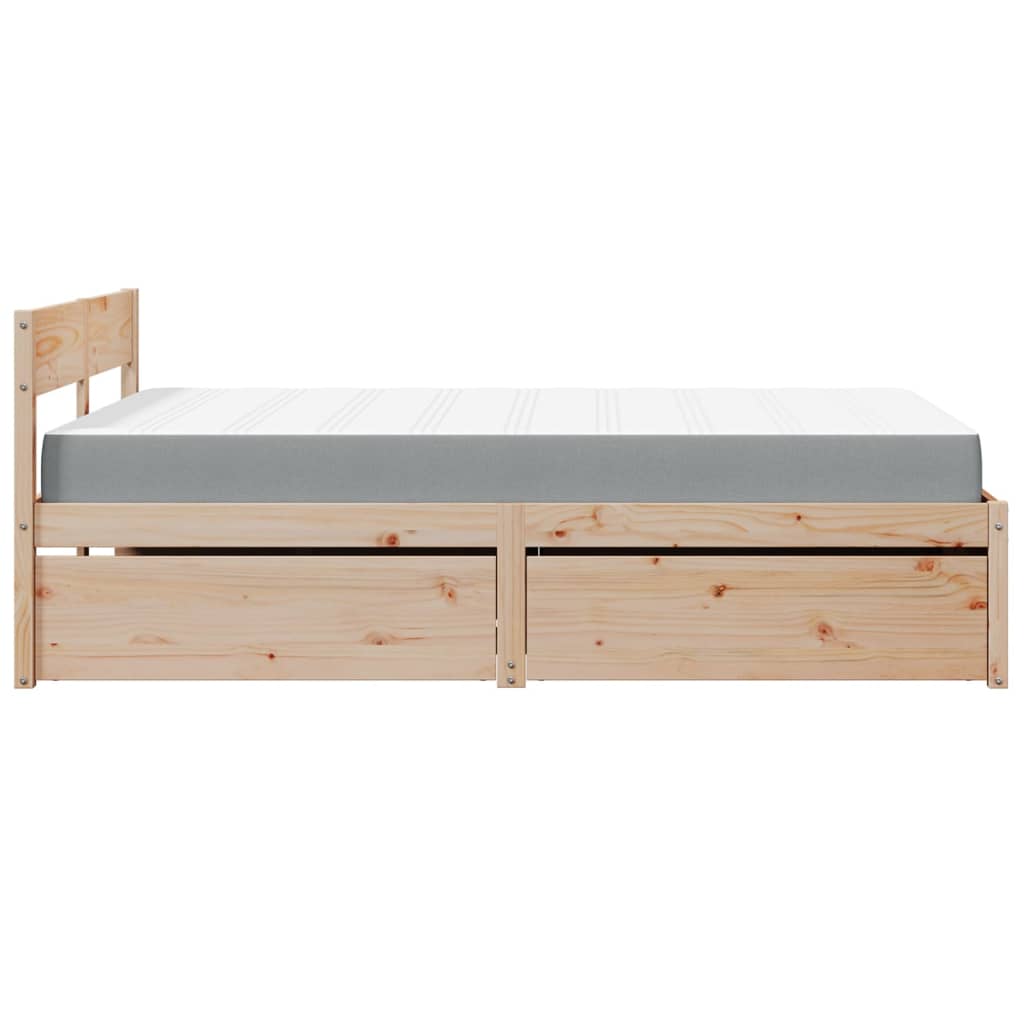 Lit avec tiroirs et matelas 140 x 190 cm en bois de pin massif - 5