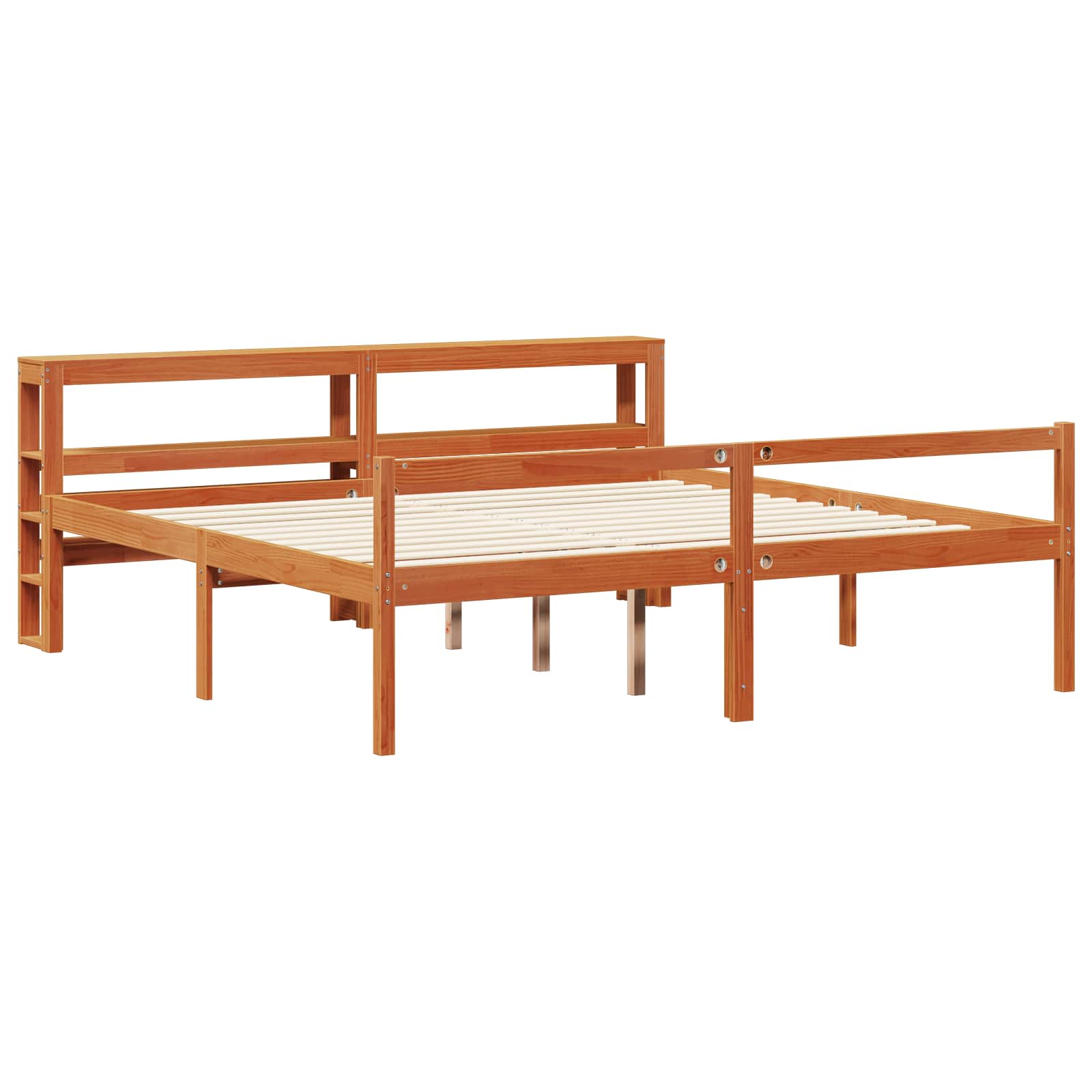 Cadre de lit, 2 pièces, en bois de pin massif, cire marron, pour la chambre - 5