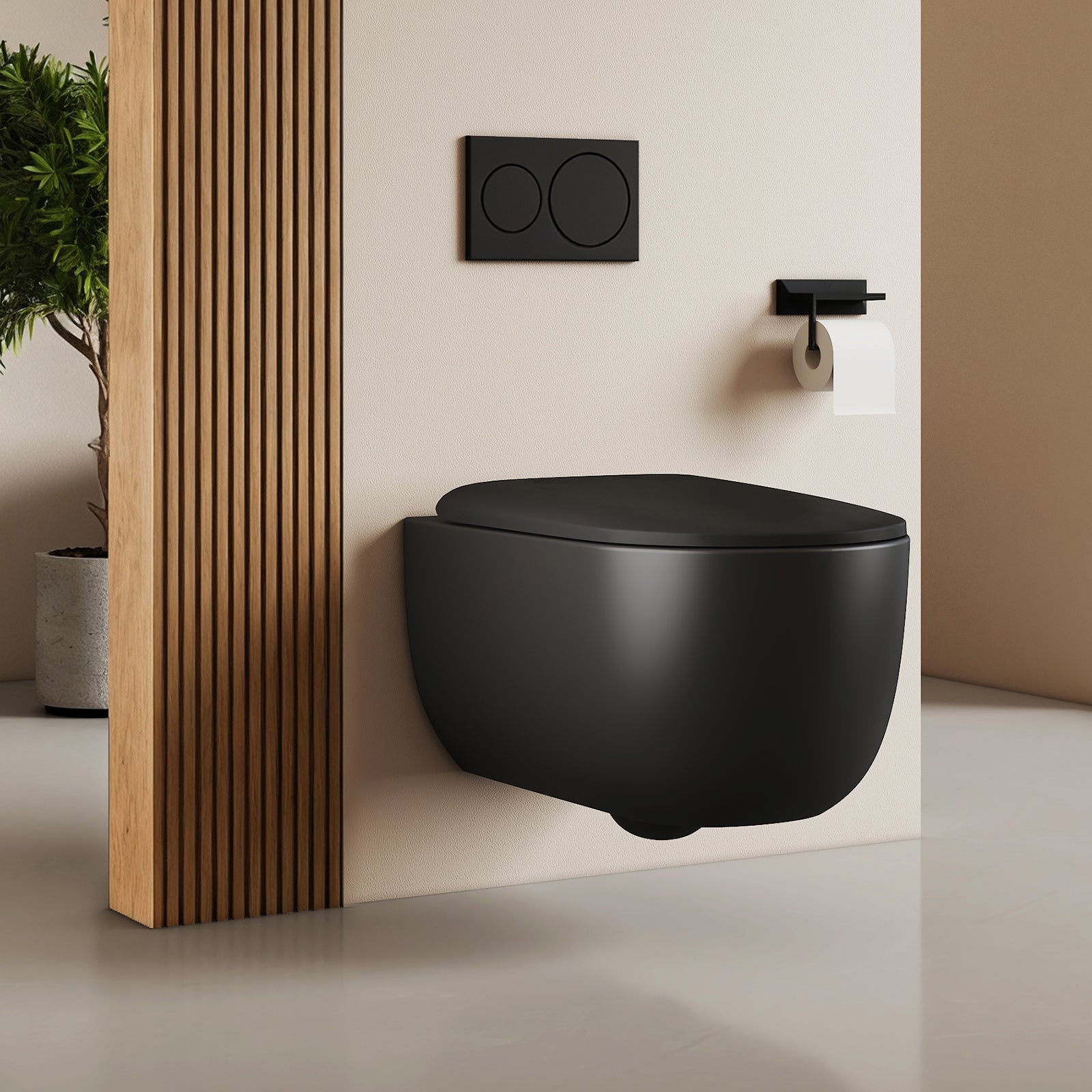 EMKE WC Podwieszana - deska wolnoopadająca - czarny matowy - 55,5 x 36,5 x 35,5 cm