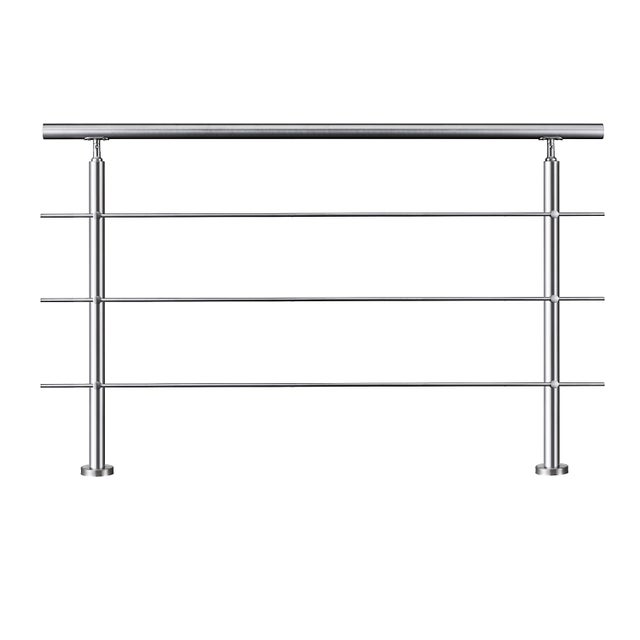 Garde-corps avec main courante, 180cm, en acier inoxydable 304, garde-corps avec 3 traverses, pour intérieur et extérieur