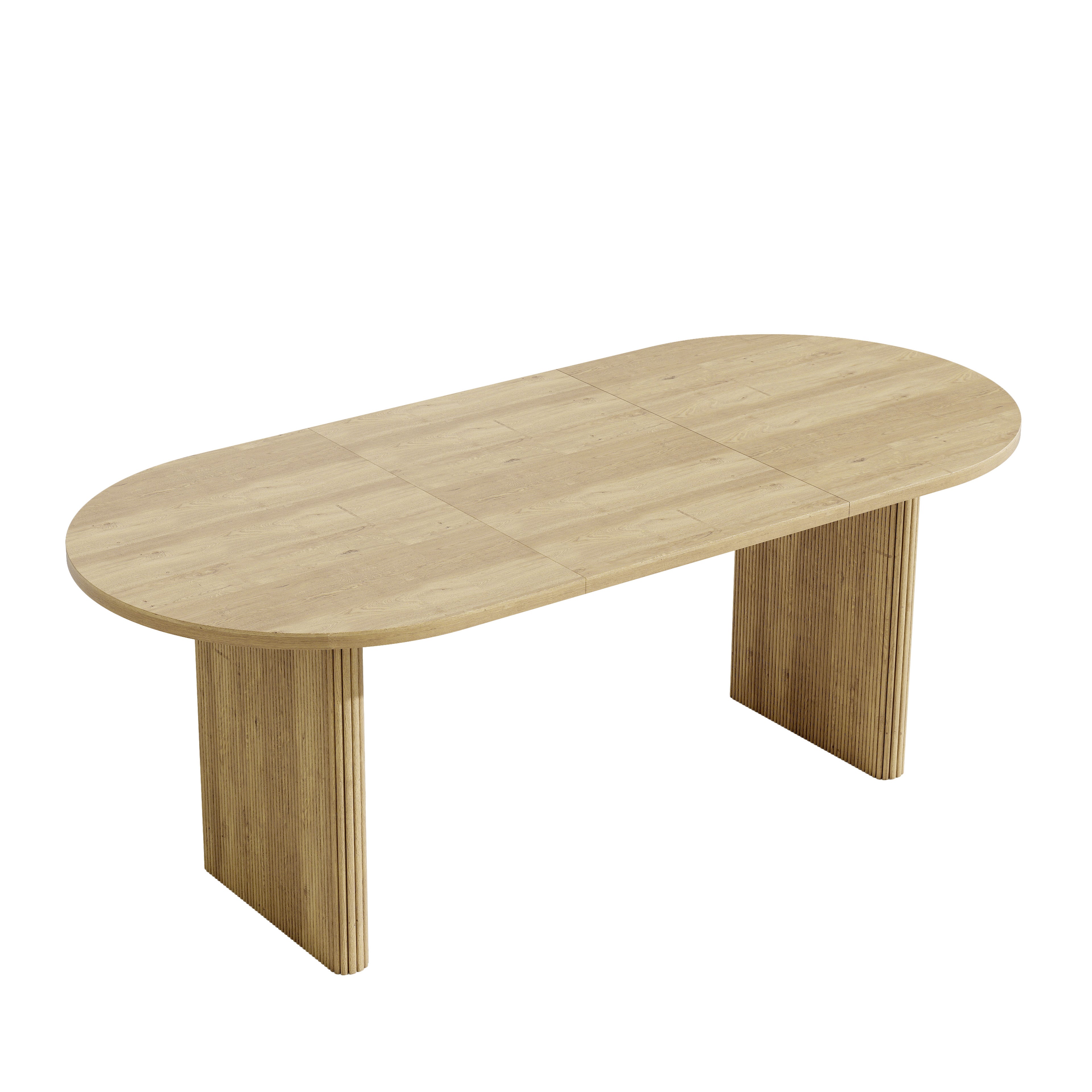Rozkładany owalny stół jadalny na 6-8 osób - 140/200 x 90 x 75 cm - płyta MDF, blat o grubości 3 cm, nogi z listew synchronicznych - dąb - 8
