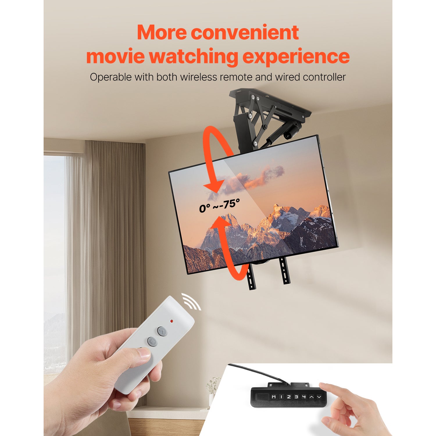 Support plafond motorisé TV 32-65