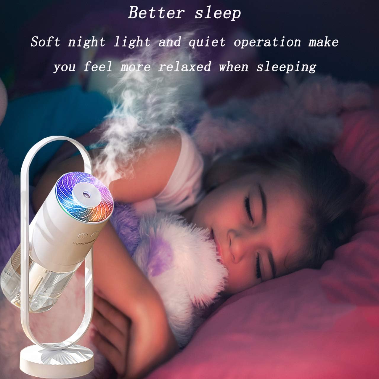 Humidificateurs à Brume Fraîche Humidificateur Usb avec Lumière, Humidificateur à Brume Fraîche Silencieux pour Chambre et Bureau, Plantes, Câble Usb vers Usb Facile à Nettoyer