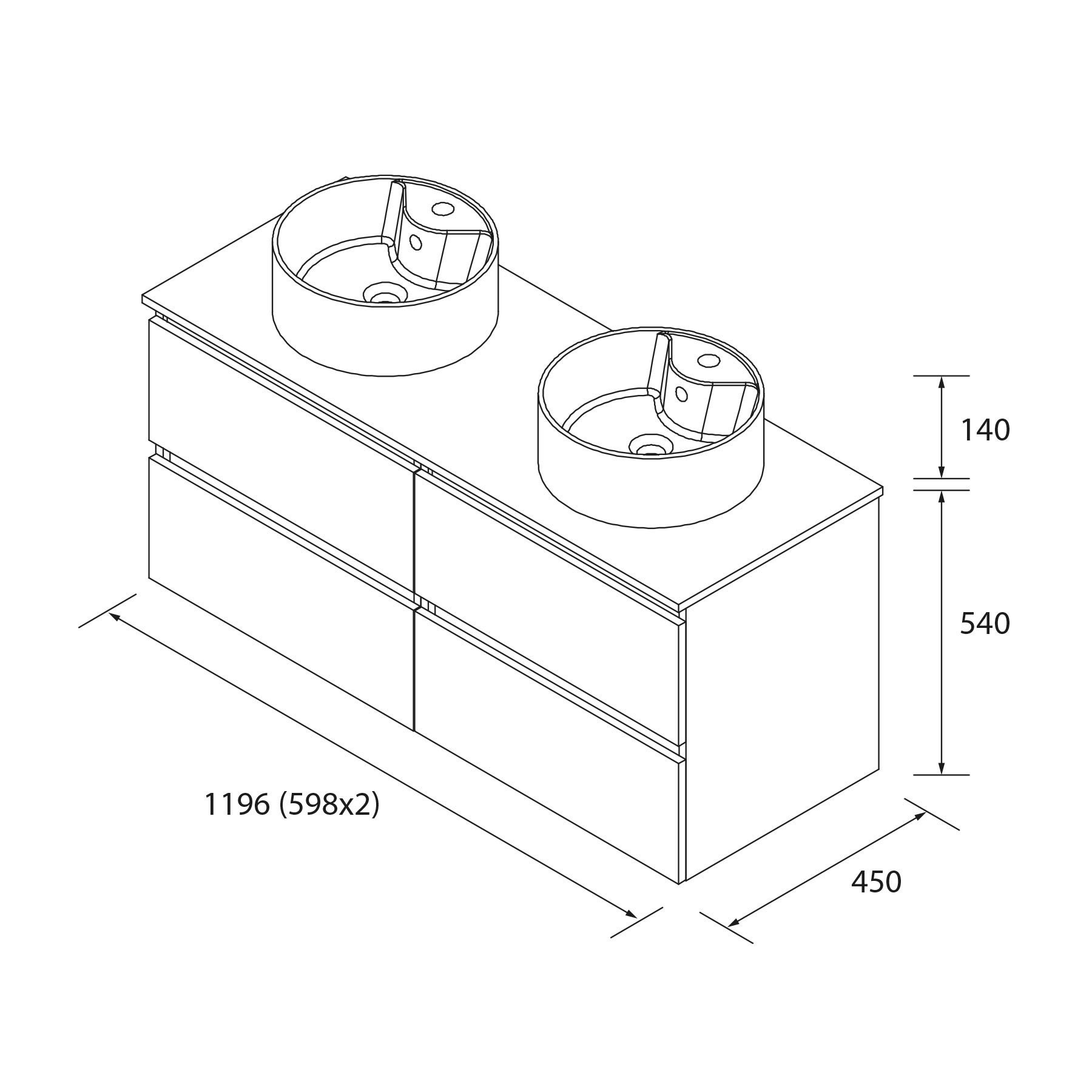 Meuble de salle de bain BEQUIA 120cm Noyer | Vasque à poser - 5