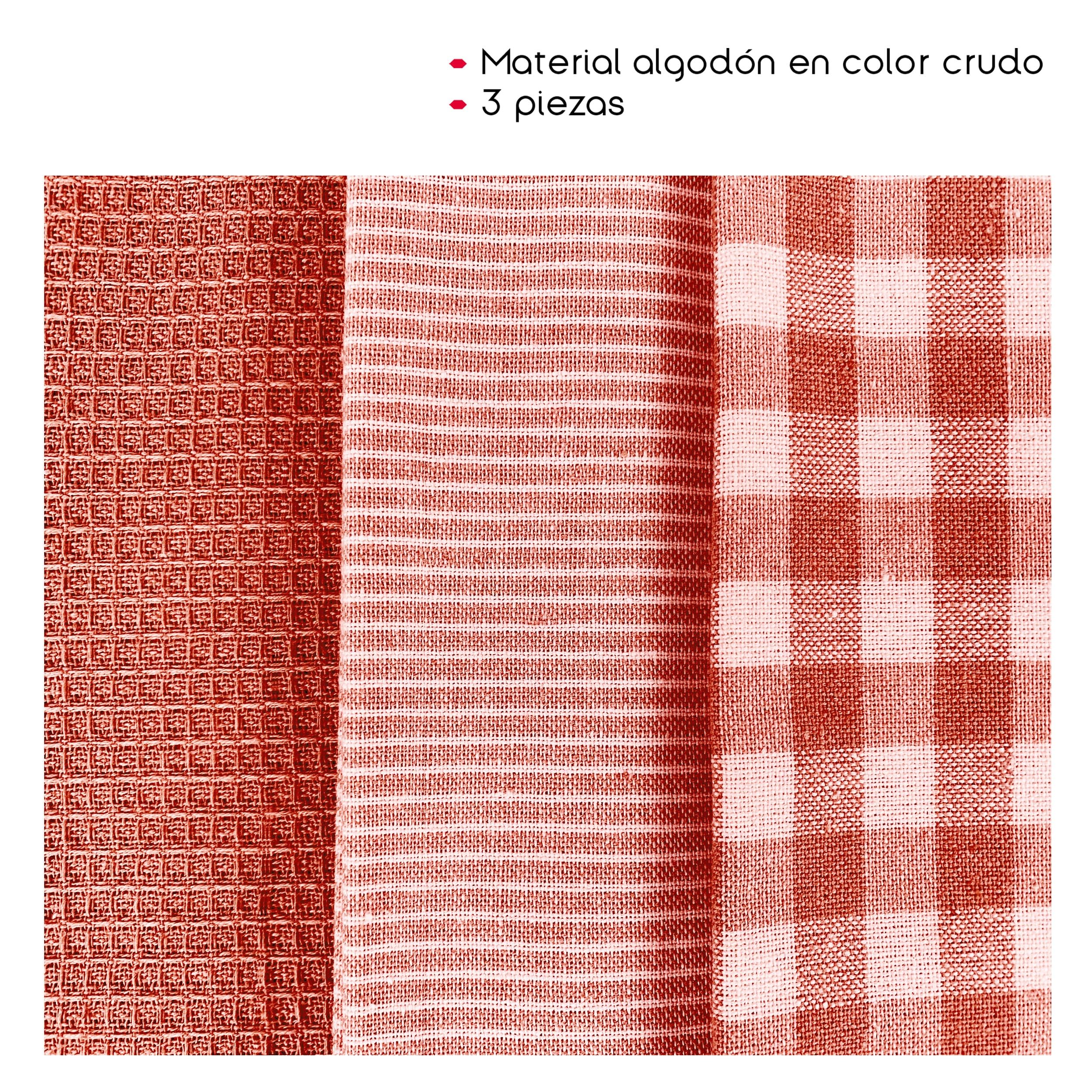 TIENDA EURASIA – Juego de 3 Paños de Cocina Distintos Colores, 50x50x1,5 cm, 100% Algodón, Naranja - 2