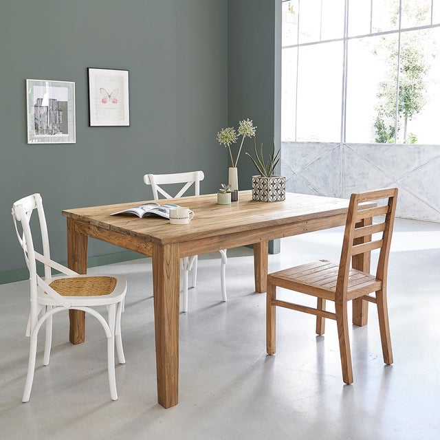 Table à Manger En Bois Teck 160x86 Cm - Avec Rallonges Jusqu'à 270 Cm - Occasion