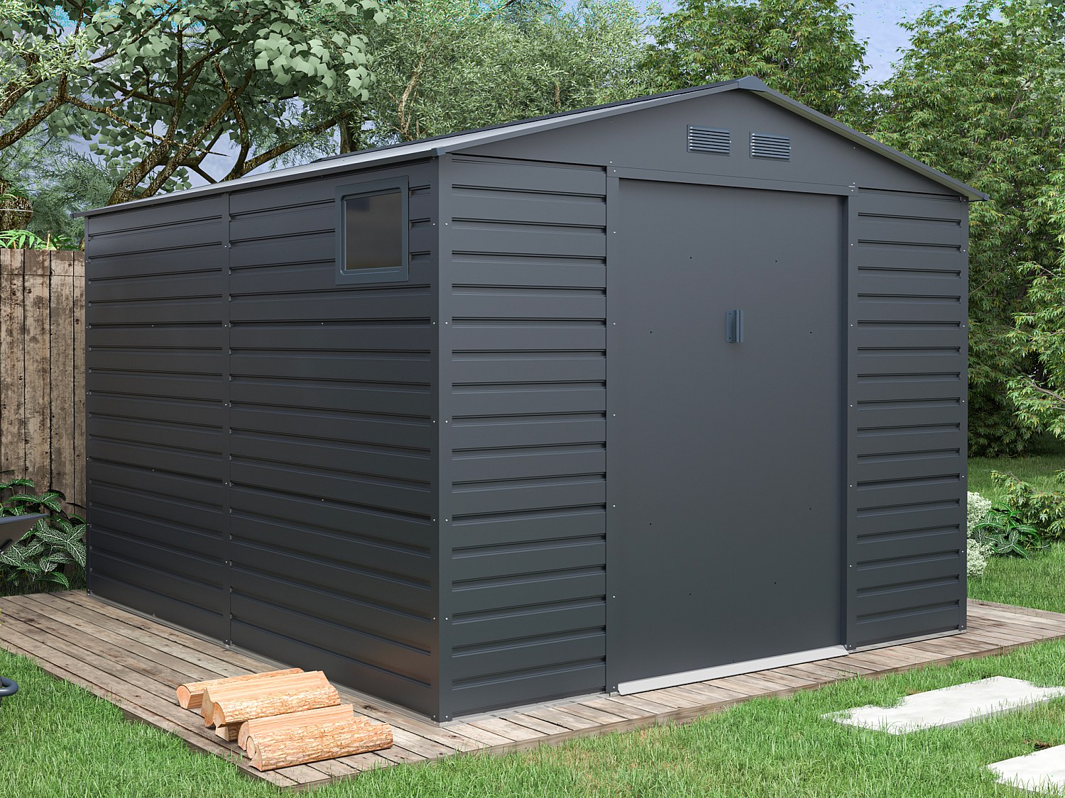 Schowek ogrodowy z metalu/ocynkowanej stali - Antracytowy - 8,94 m² - ADELMO