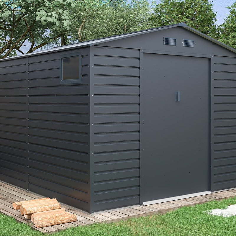 Schowek ogrodowy z metalu/ocynkowanej stali - Antracytowy - 8,94 m² - ADELMO