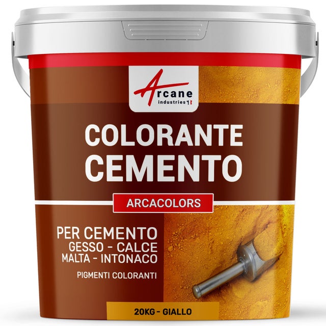 Colorante per cemento, intonaco, malta. Pigmenti per colorare cemento - ARCACOLORS - 20 kg Giallo - ARCANE INDUSTRIES