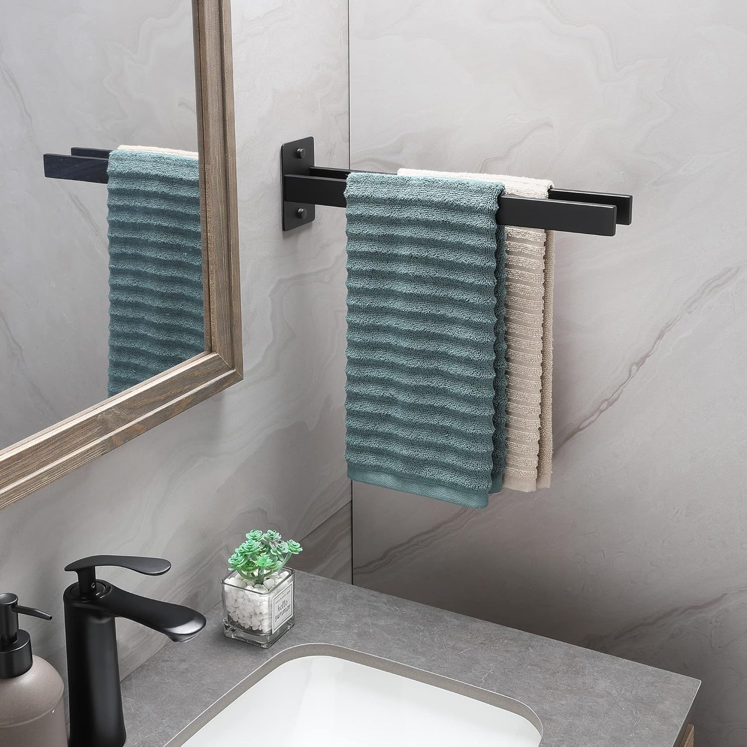 Barre Porte-serviettes Double GERZWY 76,2 Cm – Noir Mat, Acier Inoxydable, Design Moderne Pour Salle De Bain