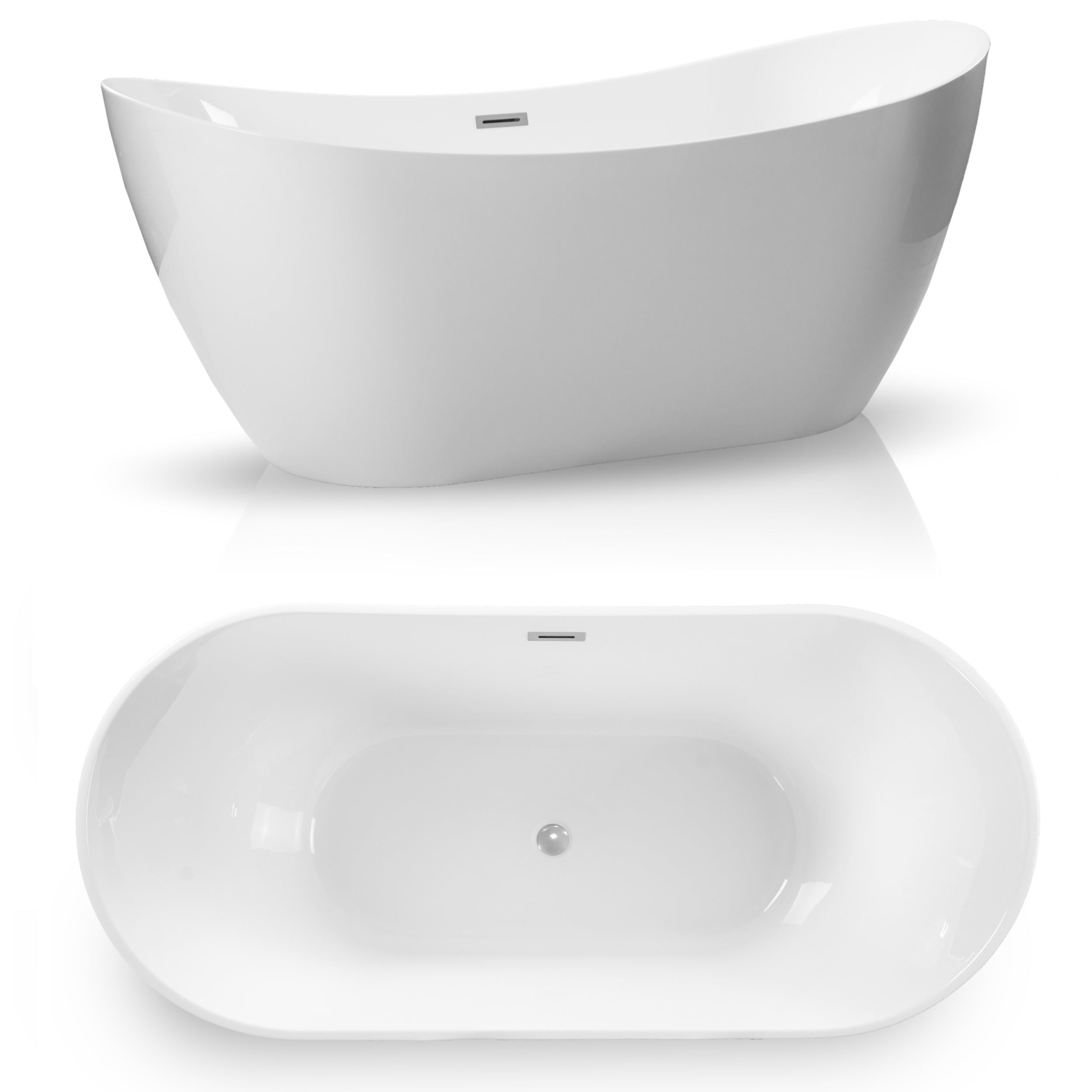 WANNA WOLNOSTOJĄCA TENERIFE 170 x 80 AKCESORIA SREBRNE (KOREK I PRZELEW)