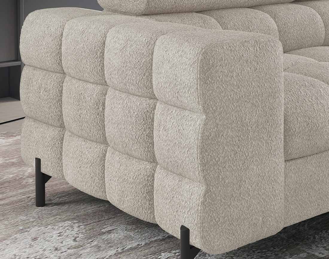 Canapé d'angle droit convertible 5 places en tissu bouclette beige - ELISA - Best Mobilier - 7