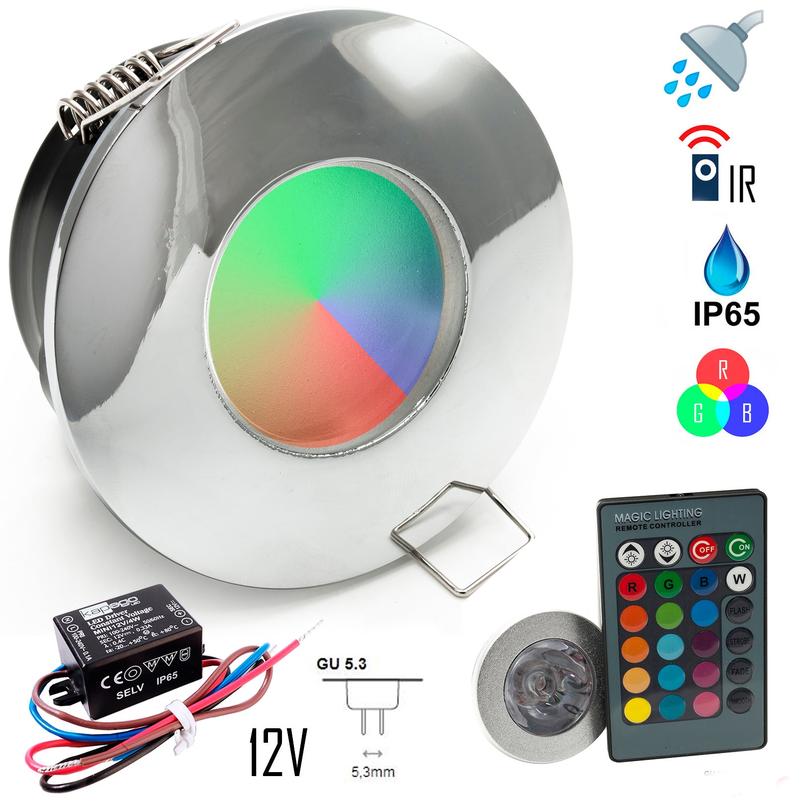 LMOFLOORLED Faretto Da Incasso RGB 1.8W 12V IP65 - Calpestabile Per Esterno Con Driver Incluso - 2