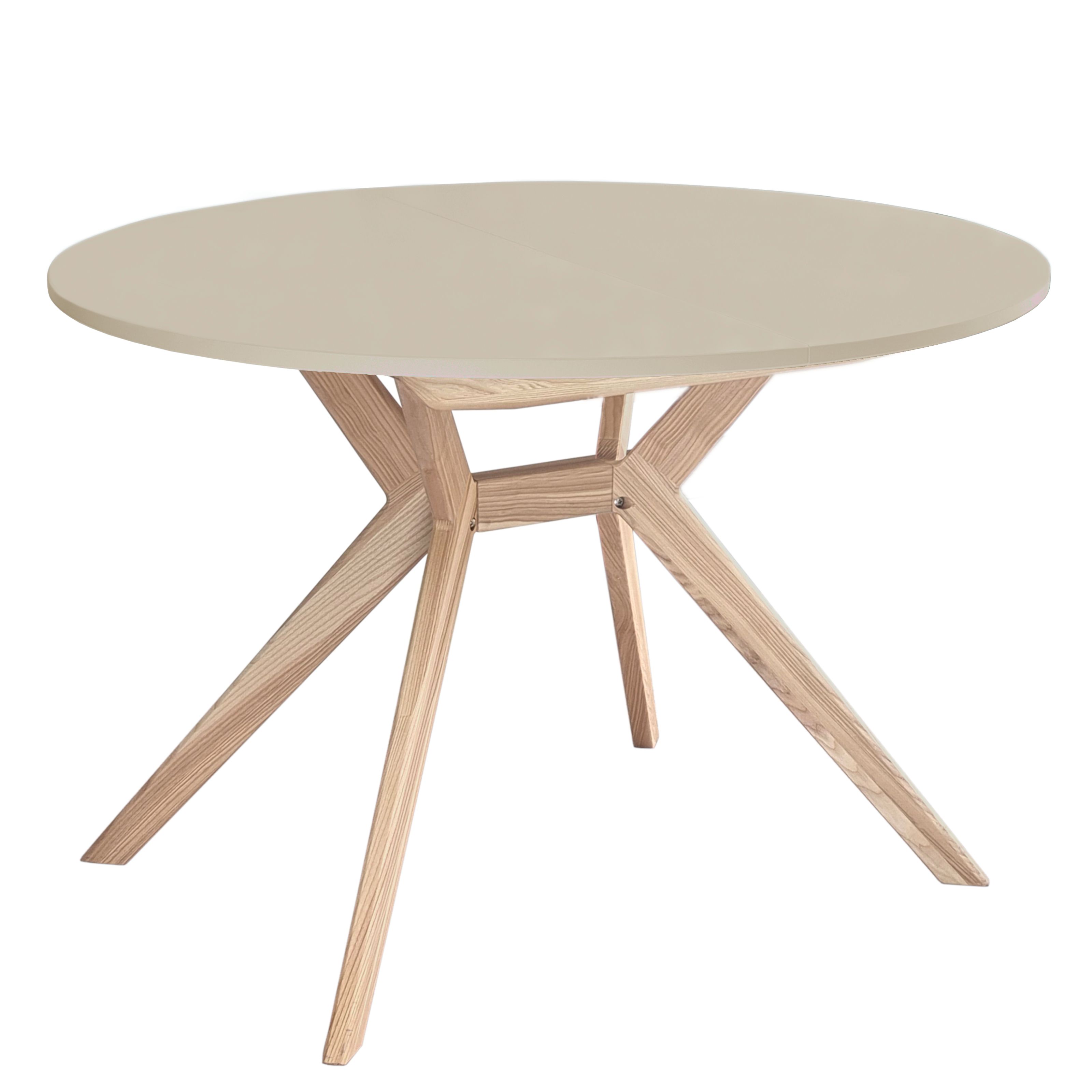 Table à manger ronde extensible Biju 110 cm, Brun beige, table à manger ...