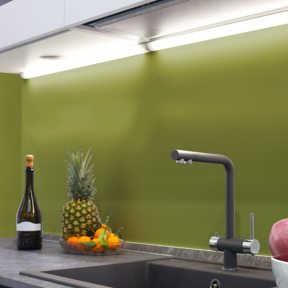 Rouleau adhésif décoratif Vinyle au Mètre - Sticker Lavable Imperméable Mur Cuisine Meubles - 60cmx1m - Vert olive - 4