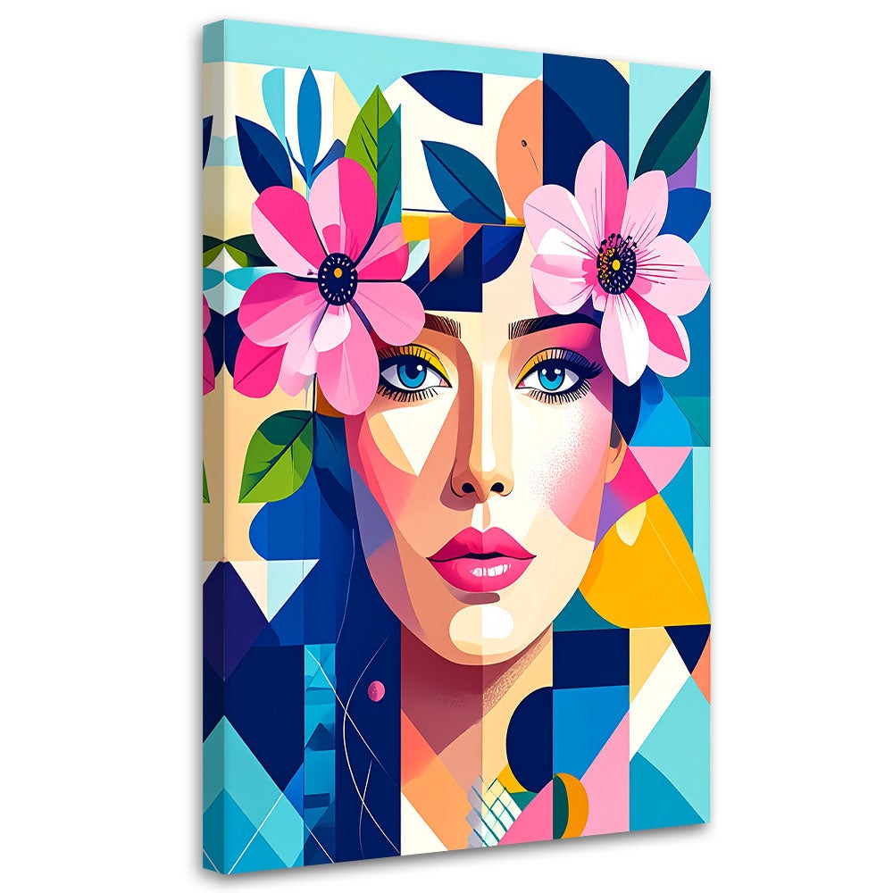 Obraz do salonu sypialni, Portret Kobiety inspirowany bauhausem 70x100