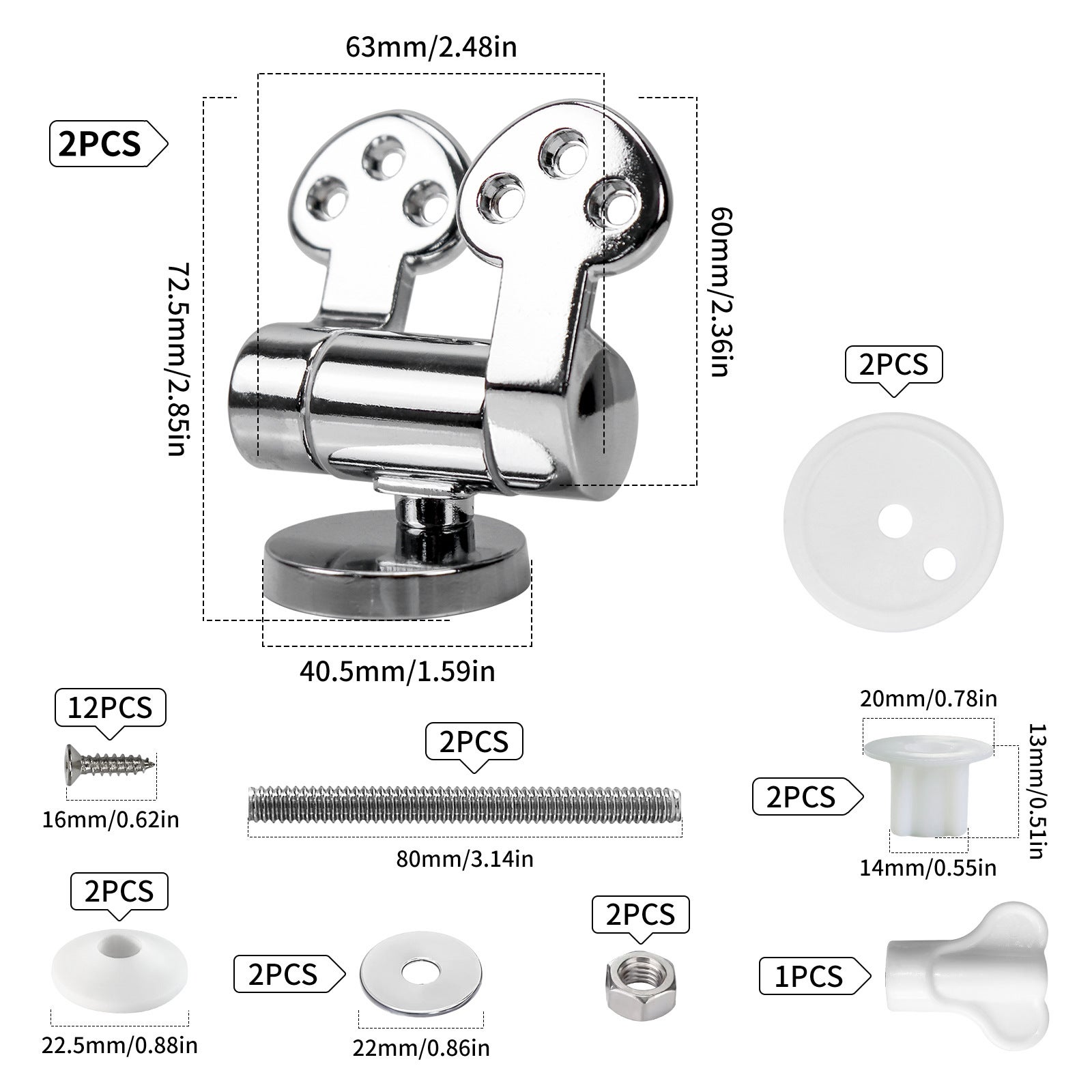 Sedile WC Di Ricambio Tradizionale E Contemporaneo, Cerniere