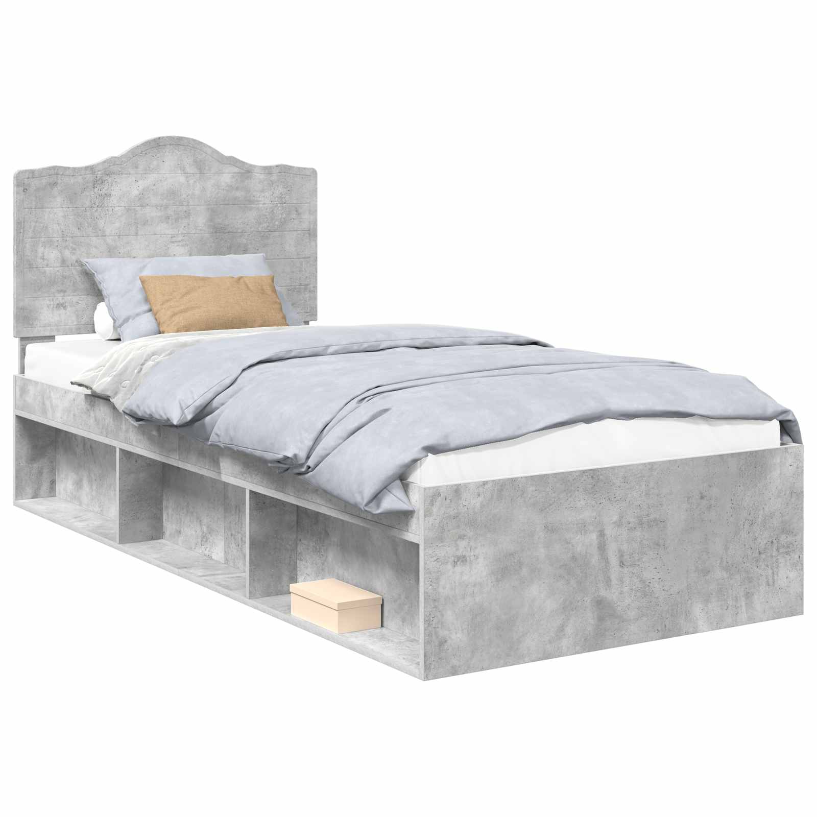 Cadre de lit avec tête de lit Gris Béton 75 x 190 cm Pin massif - 2