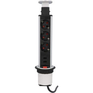 Presa da Incasso a Pavimento, Presa Nascosta Piatta da Incasso 4000W/16A con 2 Prese EU et Connecteurs USB + Type C, Scatola Presa da Impermeabile in Acciaio Inossidabile per Casa, Uffici