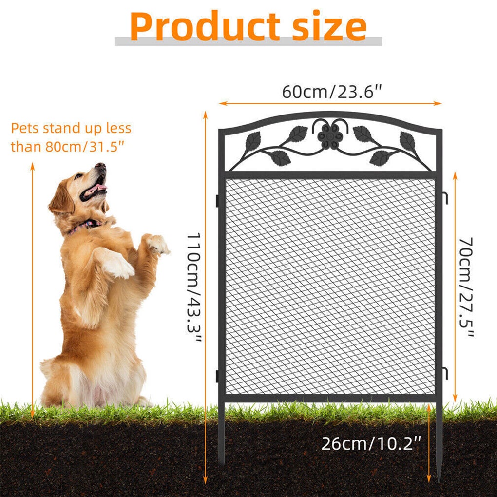 Clôture de Jardin Extérieur Métal, Lot de 5, Bordures Décoratives Grille de Protection Fer Forgé Portillon de Jardin, Noir, Vertical 110x60cm - 5