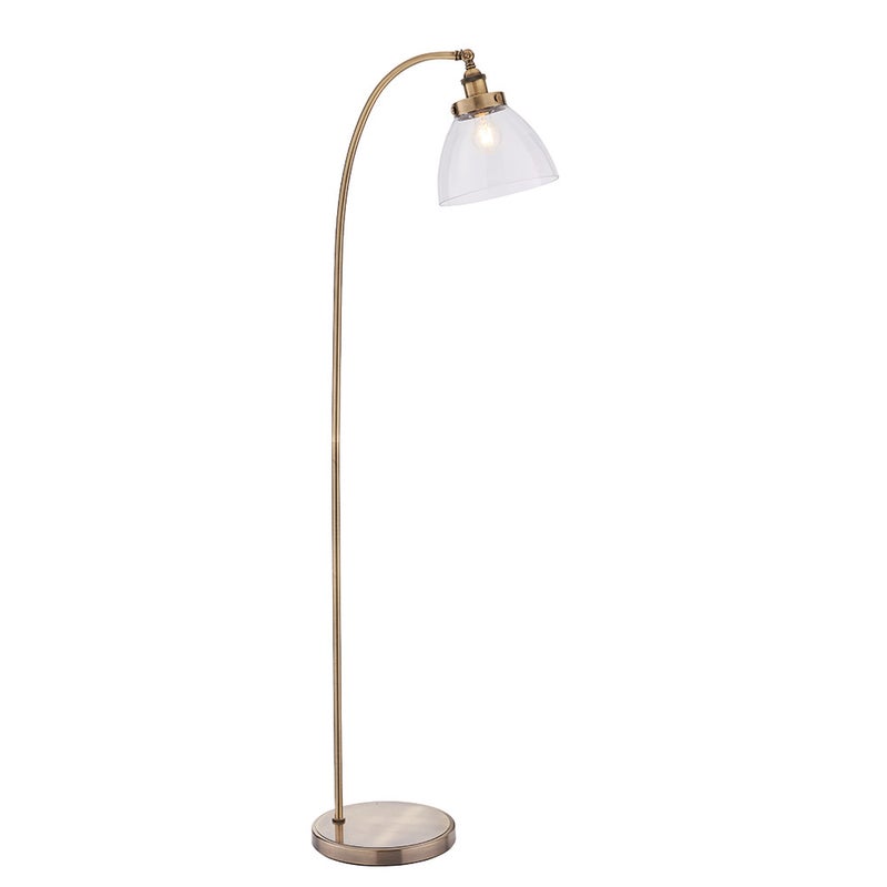 Lampa stojąca przezroczysty klosz HANSEN antyczny mosiądz 1xE27x40W metal wym:152x28x46cm IP20 Endon