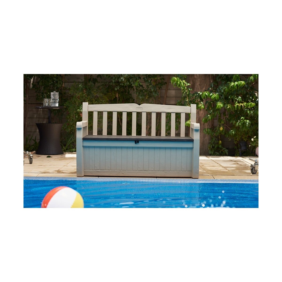 Keter Panchina Baule Effetto Legno Contenitore Apribile Esterno Beige Cassapanca - 2