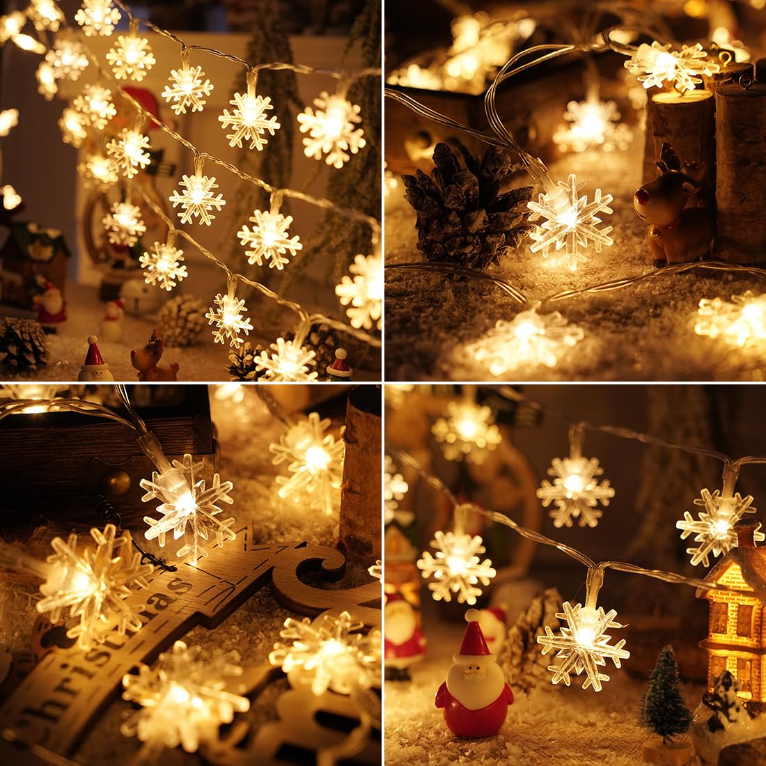 Guirlande Lumineuse de Flocon de Neige,6M 40 Pcs LED Guirlande Lumineuse Sapin de Noel, Guirlande LED Décoration Noel Intérieur pour Chambre à Coucher - 4