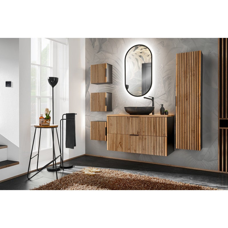 Armoire murale 1 porte Gaia Noir et Bois - 7