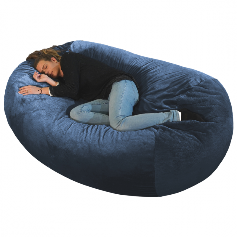 Pouf lungo gigante finta pelliccia blu 160 cm - 2