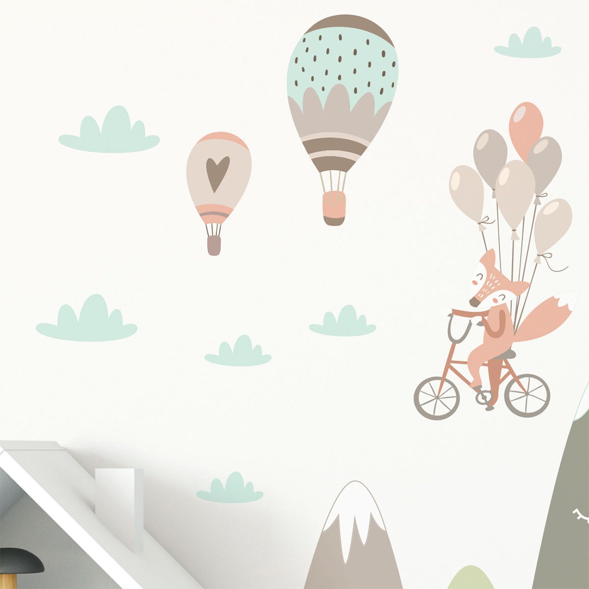 Adesivo bambino di montagna scandinavo animali divertenti - Sticker adesivo - adesivi murali - 100x150cm - 7