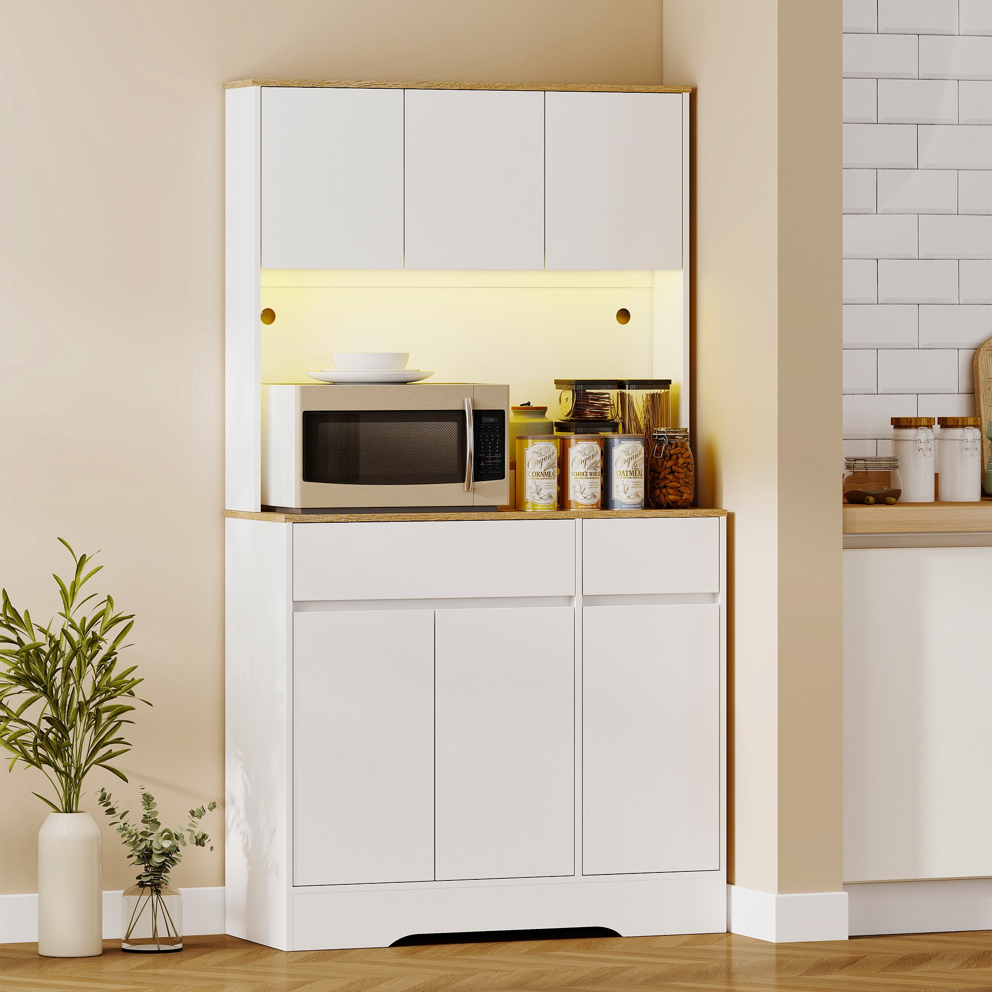 Armoire de cuisine bois d'ingénierie HOMCOM - 2