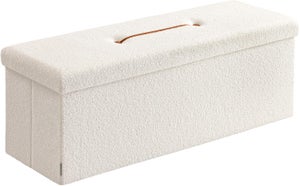 Pouf ottomano con contenitore, ottomano quadrato da 38 cm