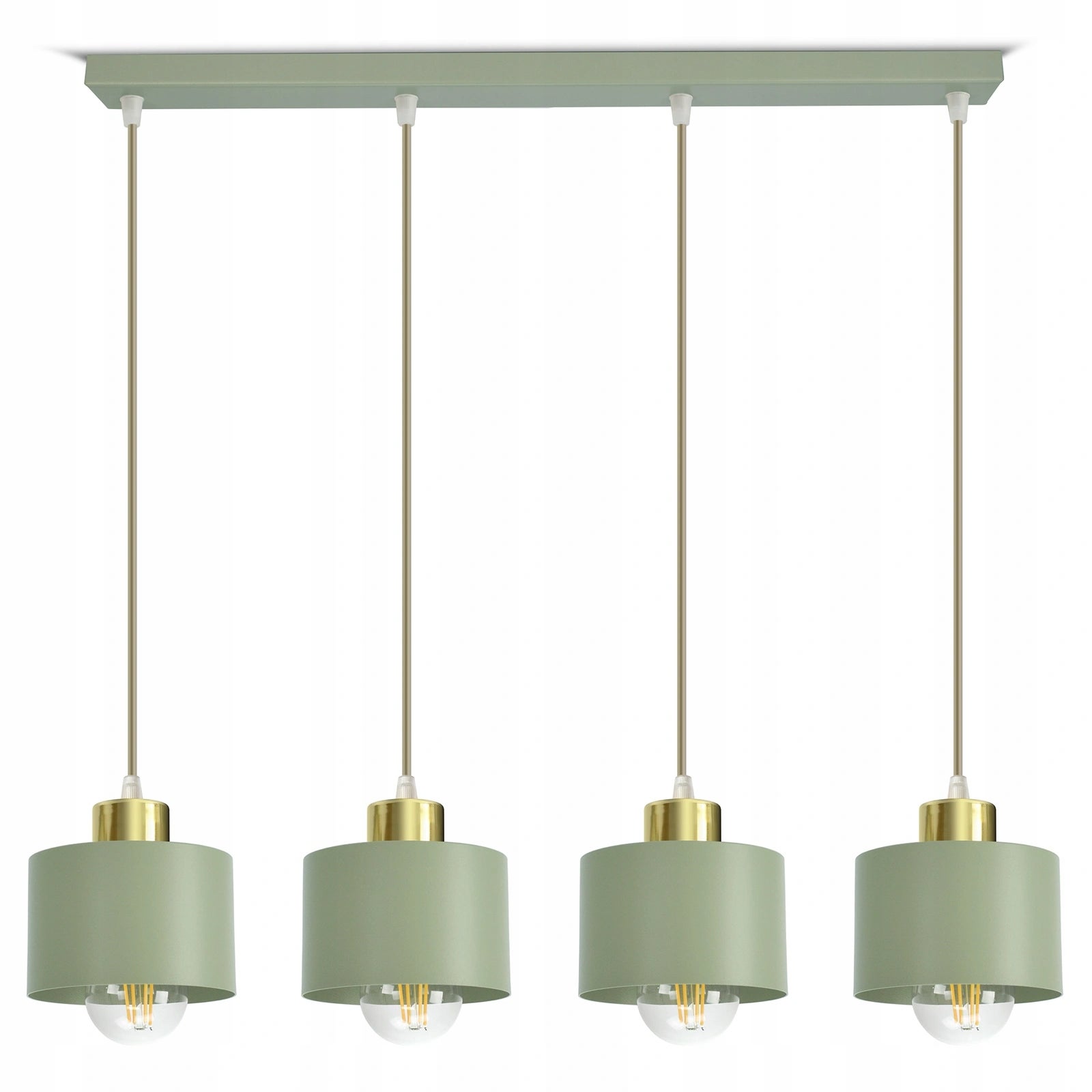 Duża lampa sufitowa wisząca poczwórna szałwia złota pastelowa 486-BZ4 LED