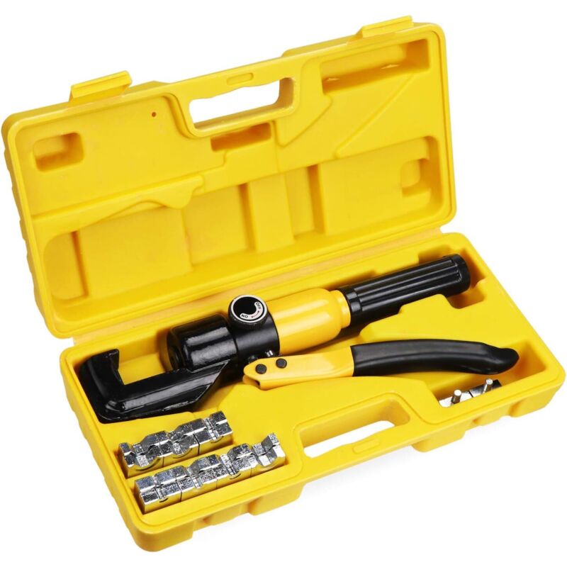 Instrument de sertizare hidraulic de 10 tone cu 9 matrițe, instrument de sertizare hidraulic cu clichet pentru cablu de 4-70 mm² - RW
