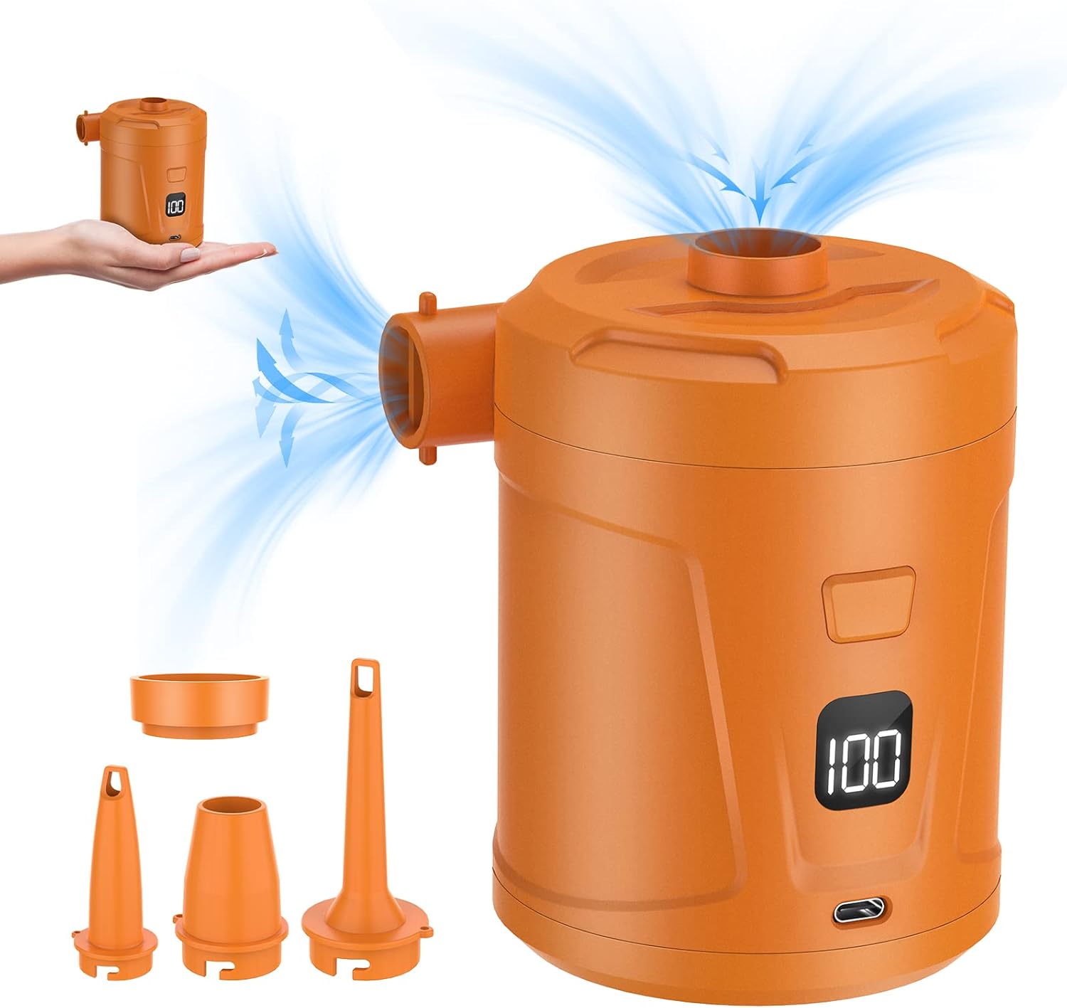 Pompe à Air Électrique, Gonfleur Électrique Portable avec Lumière et 4 Buses pour Matelas Pompe à Air Électrique, Gonfleur Électrique Portable avec Lumière et 4 Buses pour Matelas